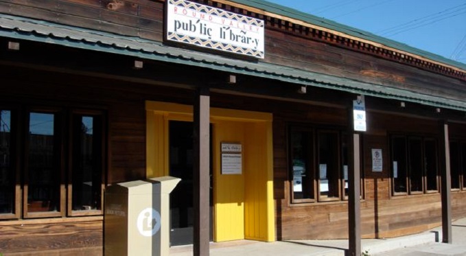 Exterior of Round Valley Library building.