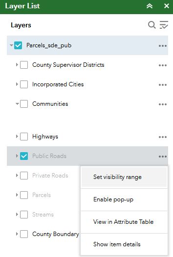 layer list - Parcels _side_pub selected with public roads and enable pop up selected