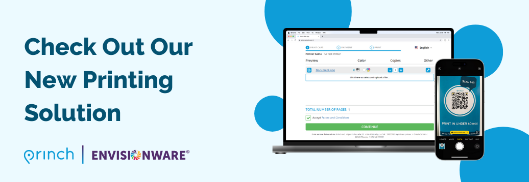 Check out our new printing solution Princh, with images of laptop and mobile phone.