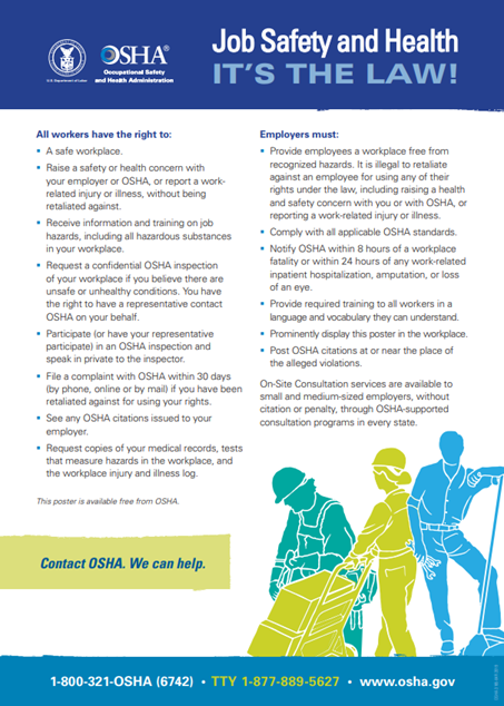 OSHA JOb Safety and Health its the law