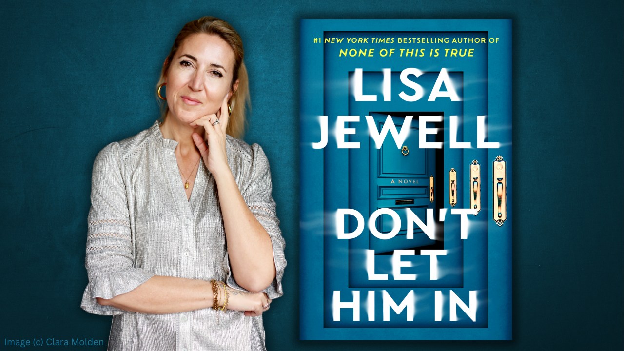 Author Lisa Jewell with her book "Don't Let Him in".