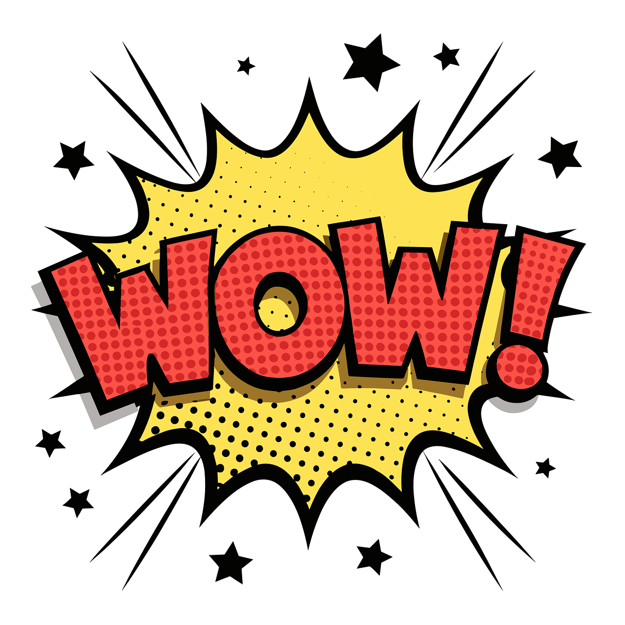 Cartoon lettering of the word WOW! 