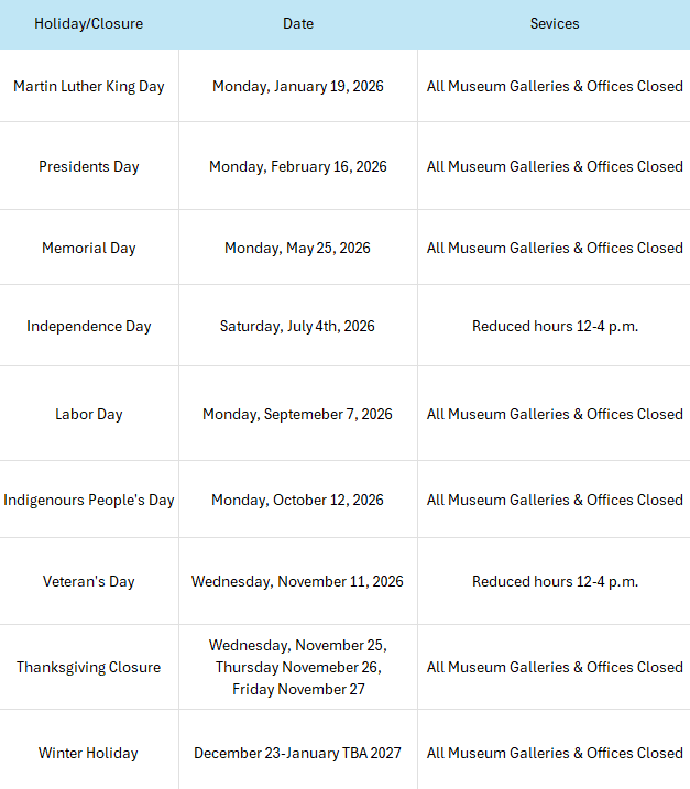2026 Holiday closures