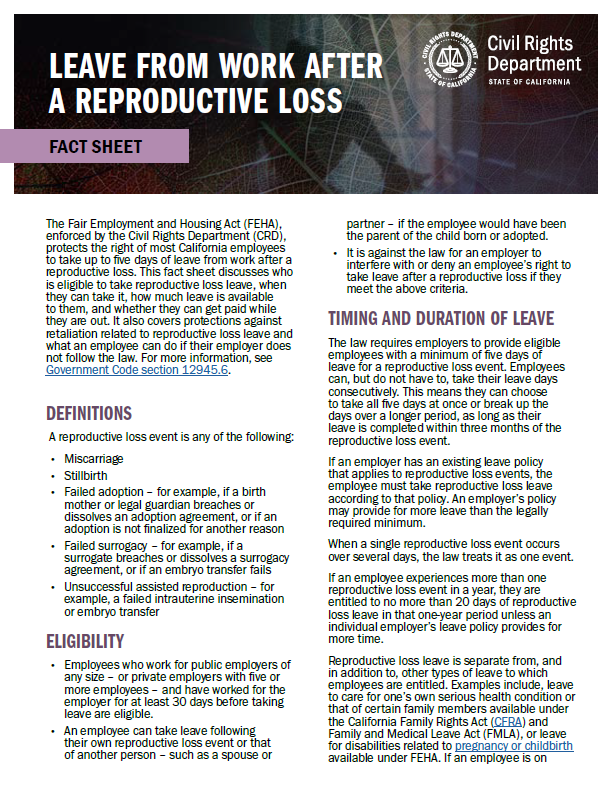 Reproductive Loss Fact Sheet