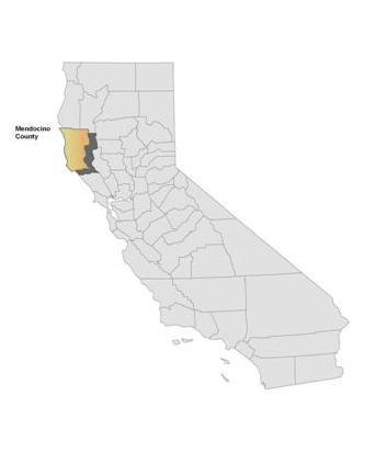 California Map with highlighted Mendocino County